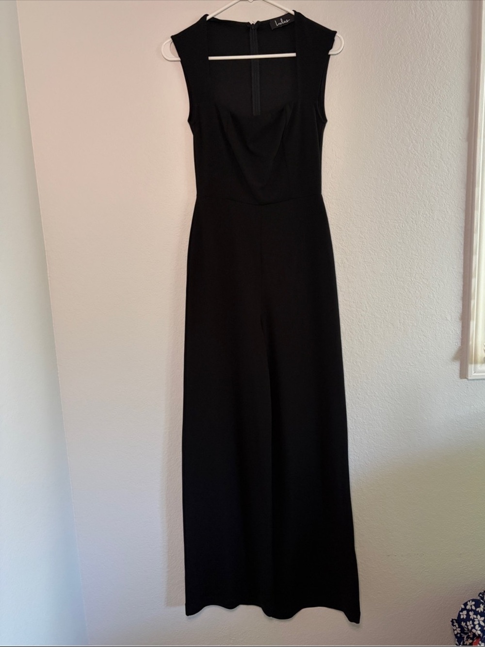 Lulu's enticing endeavors Black Square-Neck Wide-Leg Jumpsuit